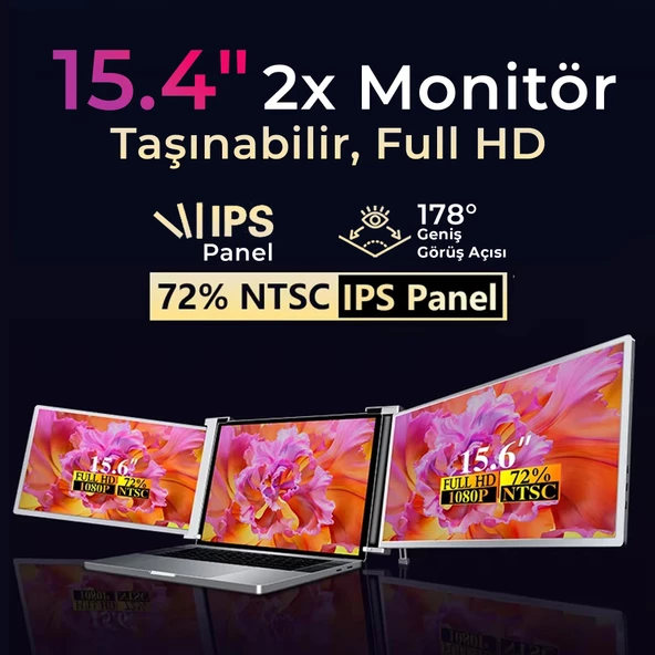 NPO NPM20 15.4" FHD 1080p IPS Type-C Taşınabilir Dizüstü 2'li Monitör Çoklayıcı Notebook Monitör - 3