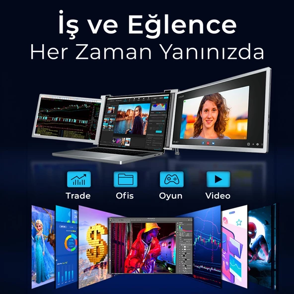 NPO NPM20 15.4" FHD 1080p IPS Type-C Taşınabilir Dizüstü 2'li Monitör Çoklayıcı Notebook Monitör - 4