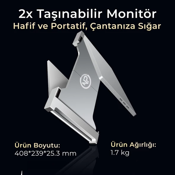 NPO NPM20 15.4" FHD 1080p IPS Type-C Taşınabilir Dizüstü 2'li Monitör Çoklayıcı Notebook Monitör - 5