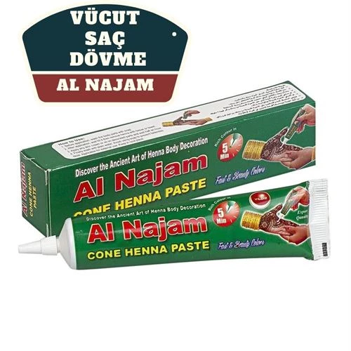 4 ADET Al Najam Kırmızı Vücut Saç Dövme Hint Kınası 716386 Toptan Paket