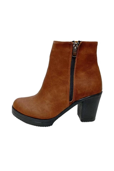 Efsun 1659-22 Yağlı Deri Fashion Fermuarlı Kadın Bot - Resim 3