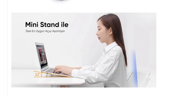 srfn ticaret Katlanabilir Universal Notebook Standı Gümüş - 3