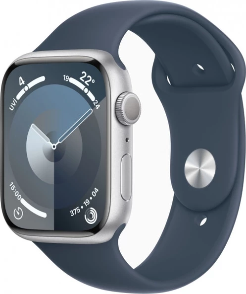 Apple Watch Seri 9 Gps 45MM Gümüş Rengi Alüminyum Kasa Spor Kordon - M/l MR9E3TU/A