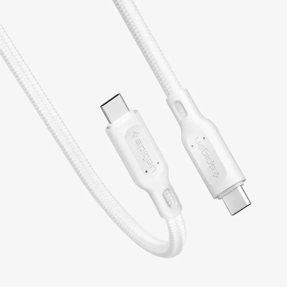 Spigen USB-C to USB-C 1.5 Metre Örgü Kablo 60W Güç / PPS 2.0 Super Hızlı Şarj / Data Type-C Ekstra Dayanıklı DuraSync C11C1 White - 000CA25703