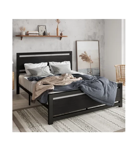 HFT HOME Metal Karyola, Çınar XL Metal Karyola Renk seçenekli, Çift Kişilik 42 140x200 SİYAH - Resim 2