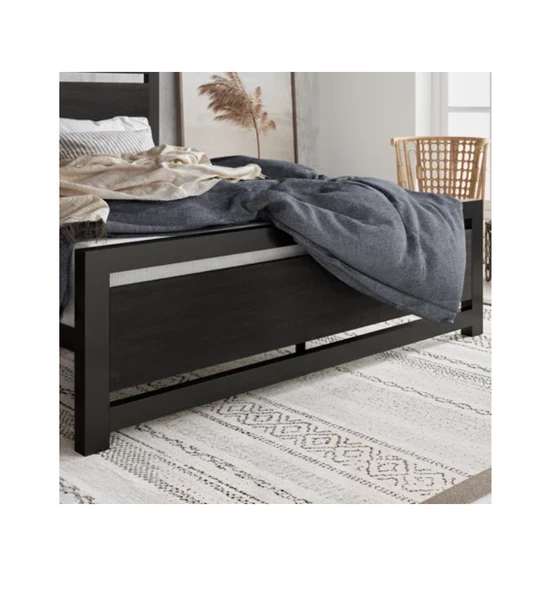 HFT HOME Metal Karyola, Çınar XL Metal Karyola Renk seçenekli, Çift Kişilik 42 140x200 SİYAH - Resim 3