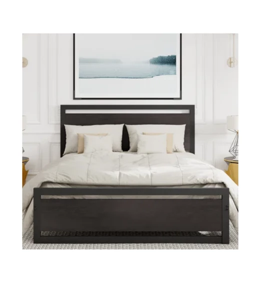 HFT HOME Metal Karyola, Çınar XL Metal Karyola Renk seçenekli, Çift Kişilik 42 140x200 SİYAH - Resim 4