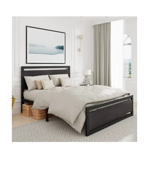 HFT HOME Metal Karyola, Çınar XL Metal Karyola Renk seçenekli, Çift Kişilik 42 140x200 SİYAH - Resim 5