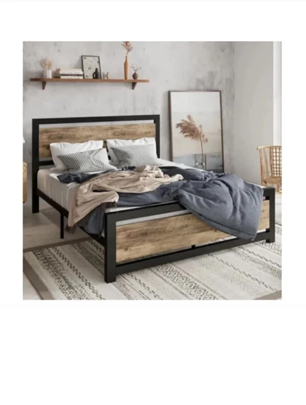 HFT HOME Metal Karyola, Çınar XL Metal Karyola Renk seçenekli, Çift Kişilik 42 120x200 ÇAM - 2