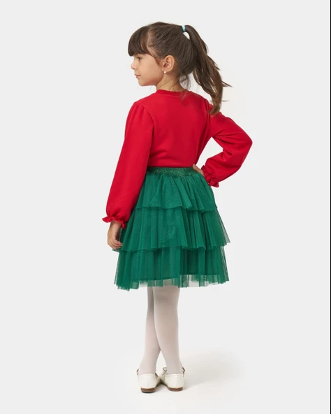 Kız Çocuk Katkat Etekli Yılbaşı Takımı - Resim 3