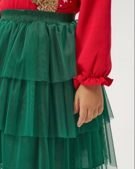 Kız Çocuk Katkat Etekli Yılbaşı Takımı - Resim 10