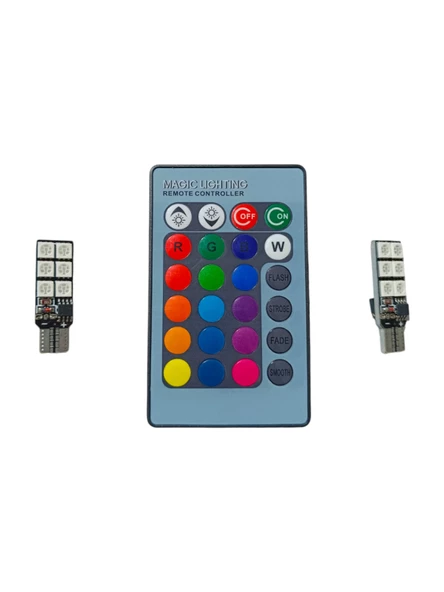 T10 Led Park Ampulu Rgb Kumandalı Model 16 Renk 2'li - 4