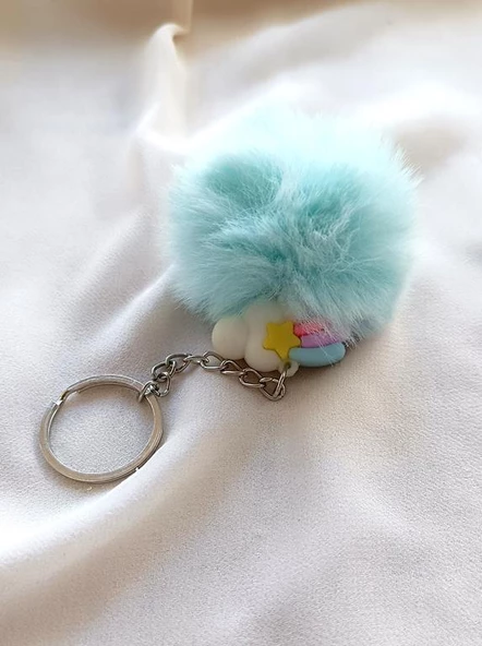 Anahtarlık Gökkuşağı Pon Pon Süs Araba Çanta Cüzdan Süsü Aksesuar ürün görseli