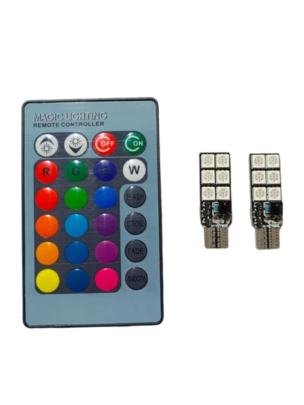 T10 Led Park Ampulu Rgb Kumandalı Model 16 Renk 2'li