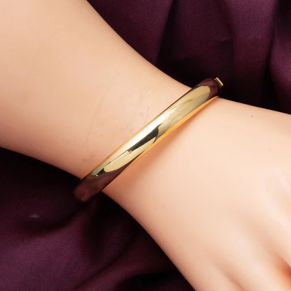 Düz Desensiz 14 Ayar Altın Kelepçe Bilezik - Resim 4