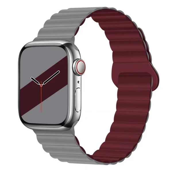 Apple Watch 10/11 42mm-38/40/41mm Kordon Double Color Magnetic Strap BH52 2/3/4/5/6/se/7/8/9