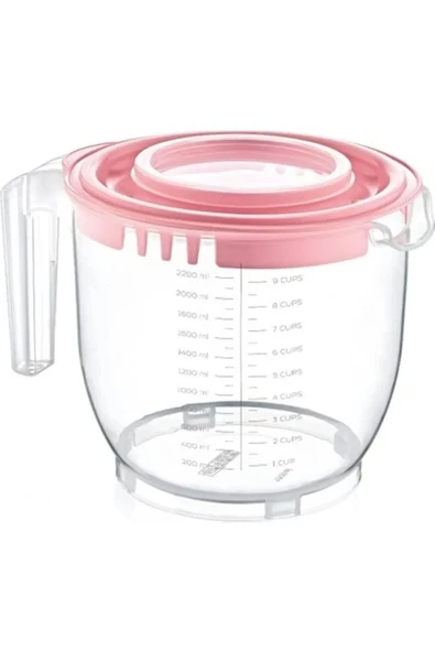 Periboia Şeffaf Mikser Karıştırma Kabı Özel Koruma Kapaklı Sıçratmayan Ölçülü 2400 ML - 2