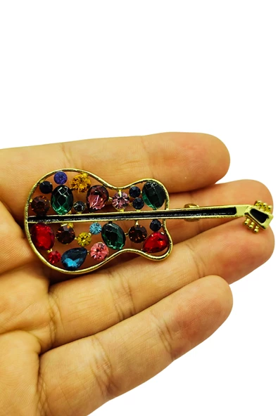Renkli Taşlı Gitar Broş