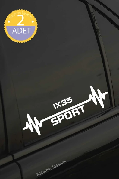 Hyundai ix35 Nabız Kalp Atışı Ritim ix35 Araç Uyumlu Oto Sticker 2 Adet Beyaz 20*7CM