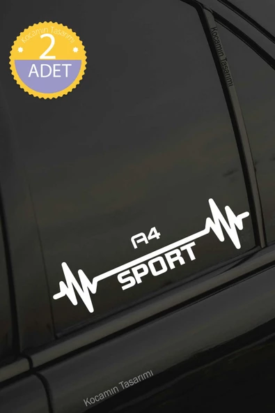 Audi A4 Nabız Kalp Atışı Ritim A4 Araç Uyumlu Oto Sticker 2 Adet Beyaz 20*7CM