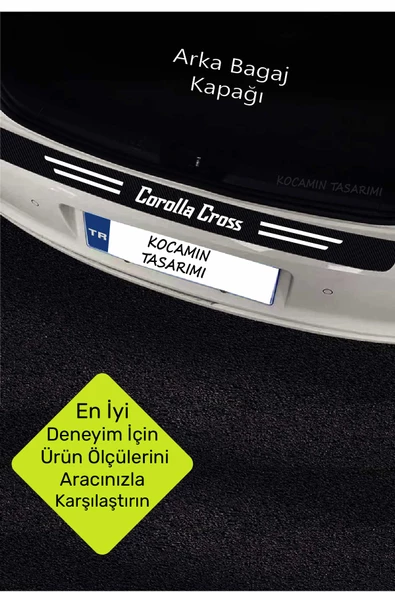 Toyota Corolla Cross Karbon Kapı Eşiği ve Bagaj Koruyucu Set Çizilmeye Dayanıklı Sticker Folyo Corolla Cross Yazılı - 4