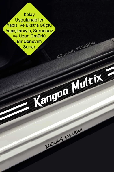 Renault Kangoo Multix Çizilmeye Dayanıklı Karbon Kapı Bagaj Eşik Koruma Seti Folyo Sticker Kangoo Multix Yazılı - 5