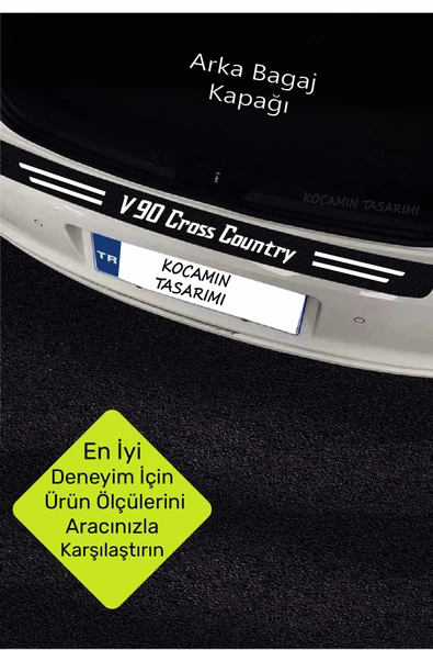 Volvo V90 Cross Country Araç Kapı ve Bagaj Eşiği Koruyucu Set Karbon Folyo Çizilme Engelleyici V90 Cross Country Yazılı - 4