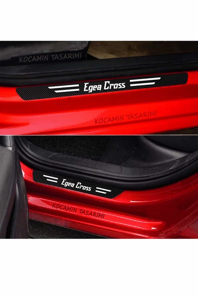 Fiat Egea Cross Kapı ve Bagaj Eşiği Koruyucu Set Karbon Folyo Çizik Engelleyici Egea Cross Yazılı - Resim 6