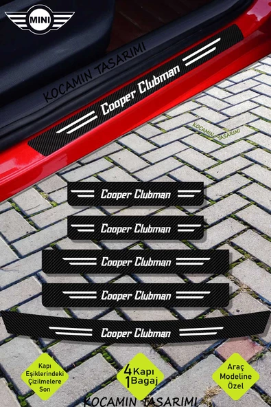 MINI Cooper Clubman Karbon Kapı Bagaj Eşik Koruma Seti Çizilmelere Karşı Dayanıklı Folyo Cooper Clubman Yazılı