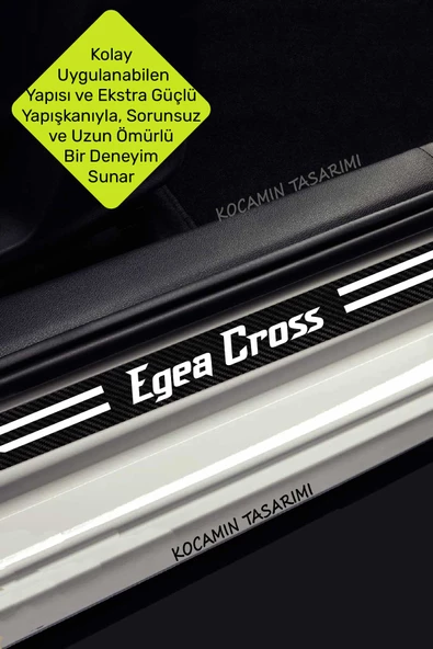 Fiat Egea Cross Kapı ve Bagaj Eşiği Koruyucu Set Karbon Folyo Çizik Engelleyici Egea Cross Yazılı - Resim 5