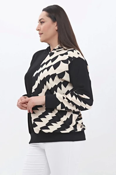 Kadın Büyük Beden Kapşonlu Sweatshirt Siyah Plwm23swt03 - 3