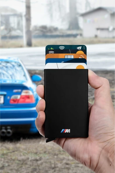 BMW M3 Basıklı Mekanizmalı Kartlık Alüminyum Kasa RFID Koruma Mat Siyah