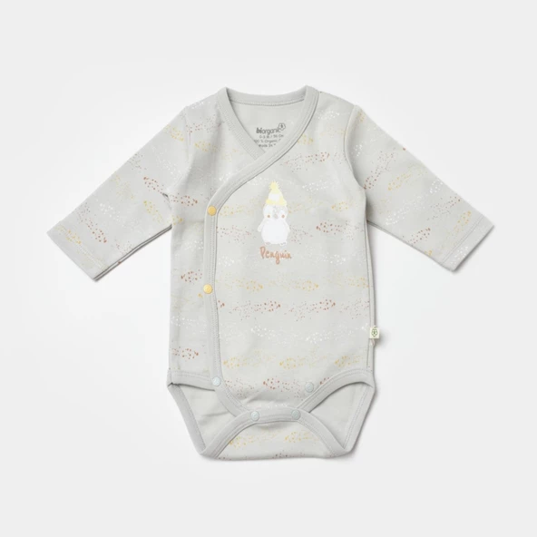 Bibaby Biorganic Penguin Club Bebek Body 56004 Ekru Gri