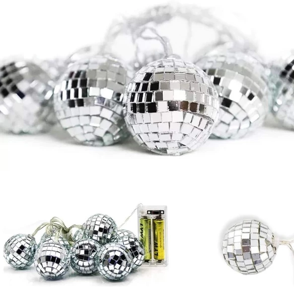Dekoratif Led Işık 2 Metre Mini Disko Topu Süsleme Pilli 10 lu Led - 2