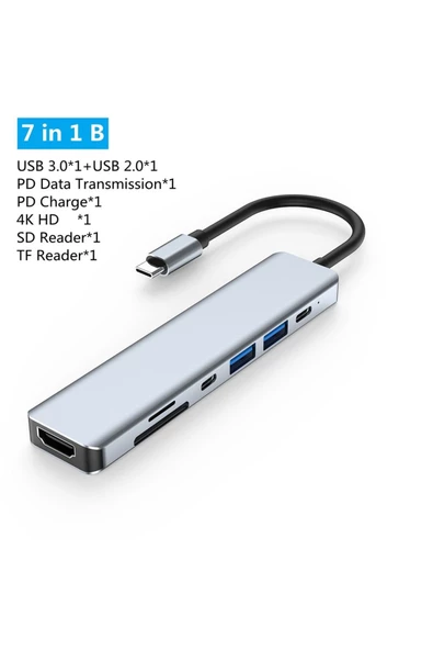 In 1 Sd Usb Type-c Hub Hdmı Girişli Macbook Çevirici Çoklayıcı