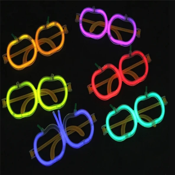 Glow  Elma Gözlük - Glow Partisi Gözlüğü - Glow Stick Gözlük 12 Adet