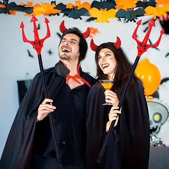 Kırmızı Renk Halloween Cadılar Bayramı Çatal 107 Cm - 3