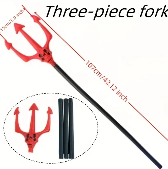 Kırmızı Renk Halloween Cadılar Bayramı Çatal 107 Cm - 2