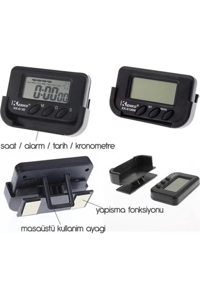Dijital Mini Masa Araba Saati Kronometre - 2