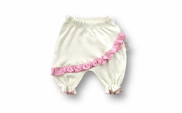 6-9 9-12 12-18 Ay Çiçek Nakışlı Roman Şalvar Bandanalı Kısa Kollu Sweat 3lü Kız Bebek Takımı - 3