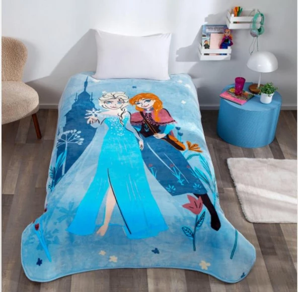 Taç Lisanslı Frozen Flower Power Tek Kişilik Battaniye