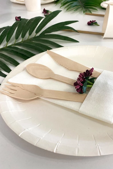 Roll-Up Doğaya Dönüş Ekolojik Doğal Doğa Dostu %100 Ahşap Bıçak - 16 Cm. - 50'li 3 Paket - Resim 4