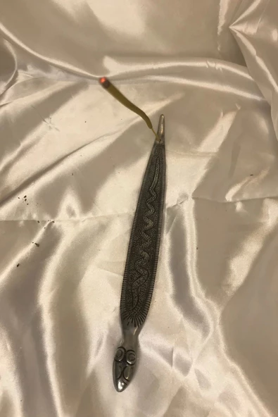 Çubuk Tütsülük İşlemeli Çelik Gümüş Yılan - Resim 6