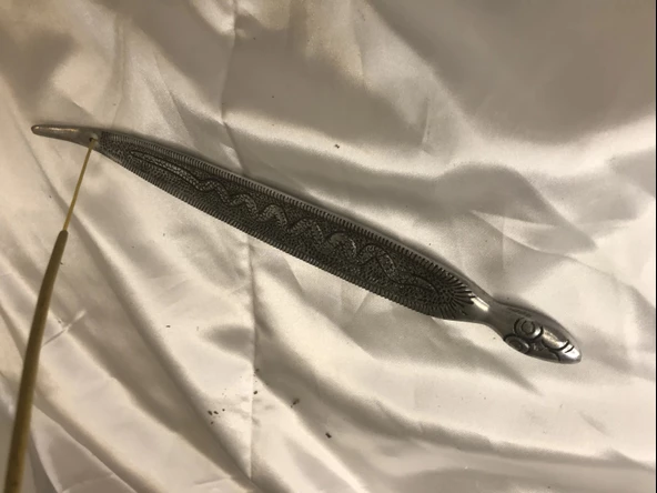 Çubuk Tütsülük İşlemeli Çelik Gümüş Yılan - Resim 7