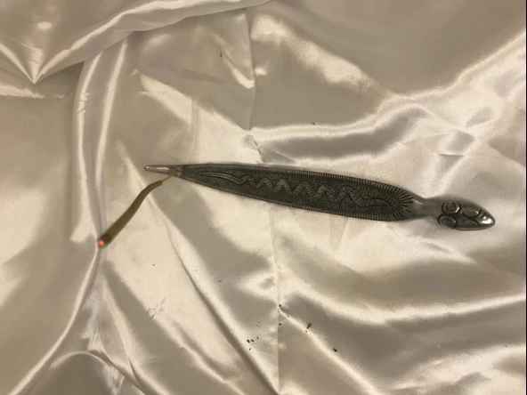 Çubuk Tütsülük İşlemeli Çelik Gümüş Yılan - Resim 9