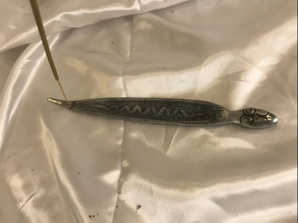 Çubuk Tütsülük İşlemeli Çelik Gümüş Yılan - Resim 10