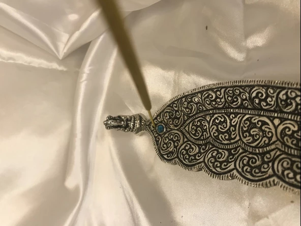 Çubuk Tütsülük İşlemeli Çelik Gümüş Buda Budha Ganesa - Resim 11