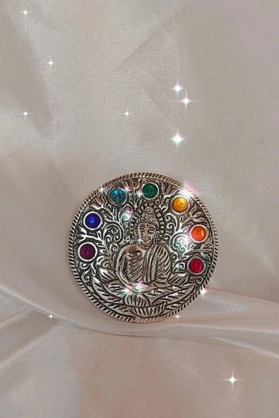 Çubuk Tütsülük İşlemeli Çelik Buda Budha Konik Tütsülük Yuvarlak 7 Çakra ürün görseli