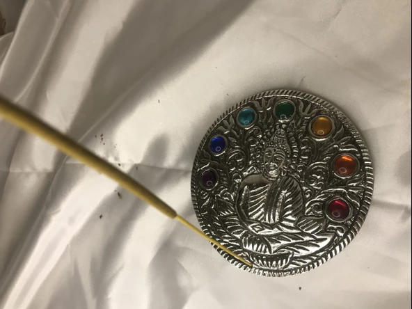 Çubuk Tütsülük İşlemeli Çelik Buda Budha Konik Tütsülük Yuvarlak 7 Çakra - Resim 10