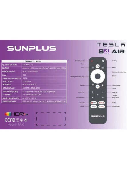 Sunplus Tesla S4 Air 32 GB 4K Android TV Box - 2
